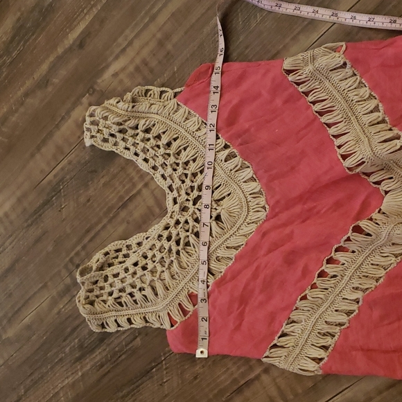 SI Style Dot Com Boho Fringe Crochet Tunic - Picture 6 of 7